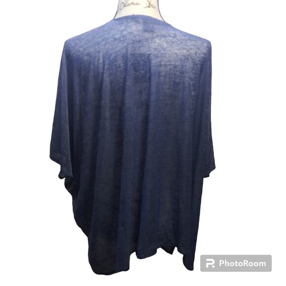 Cejon Blue Open Front Cardigan Kimono Short Size OSFM - Picture 2 of 8